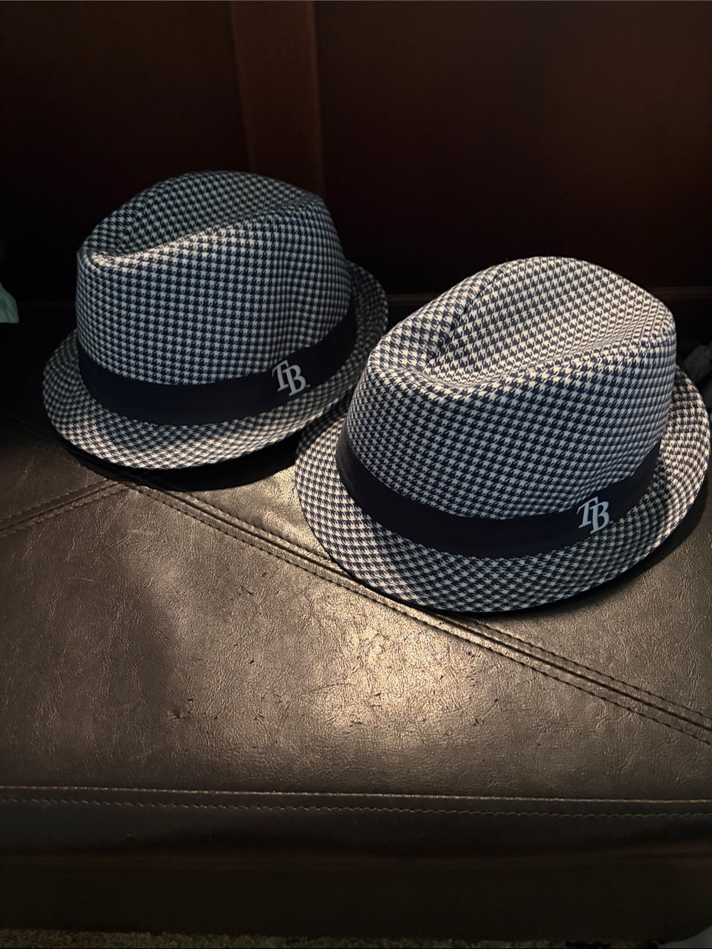 Offi Houndstooth Fedora Hat - Navy & White
